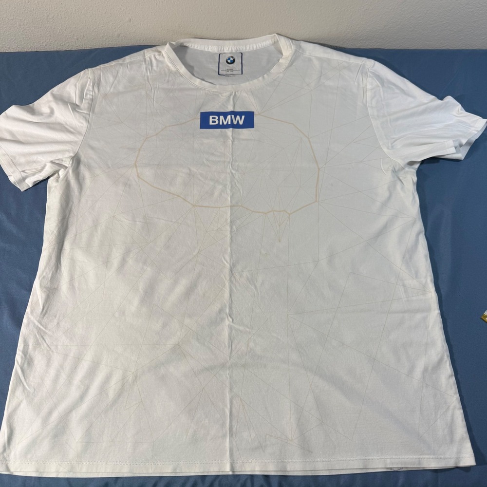 BMW Mens Geometric Graphic T Shirt White XXLarge Short Sleeve Crew Neck Tee